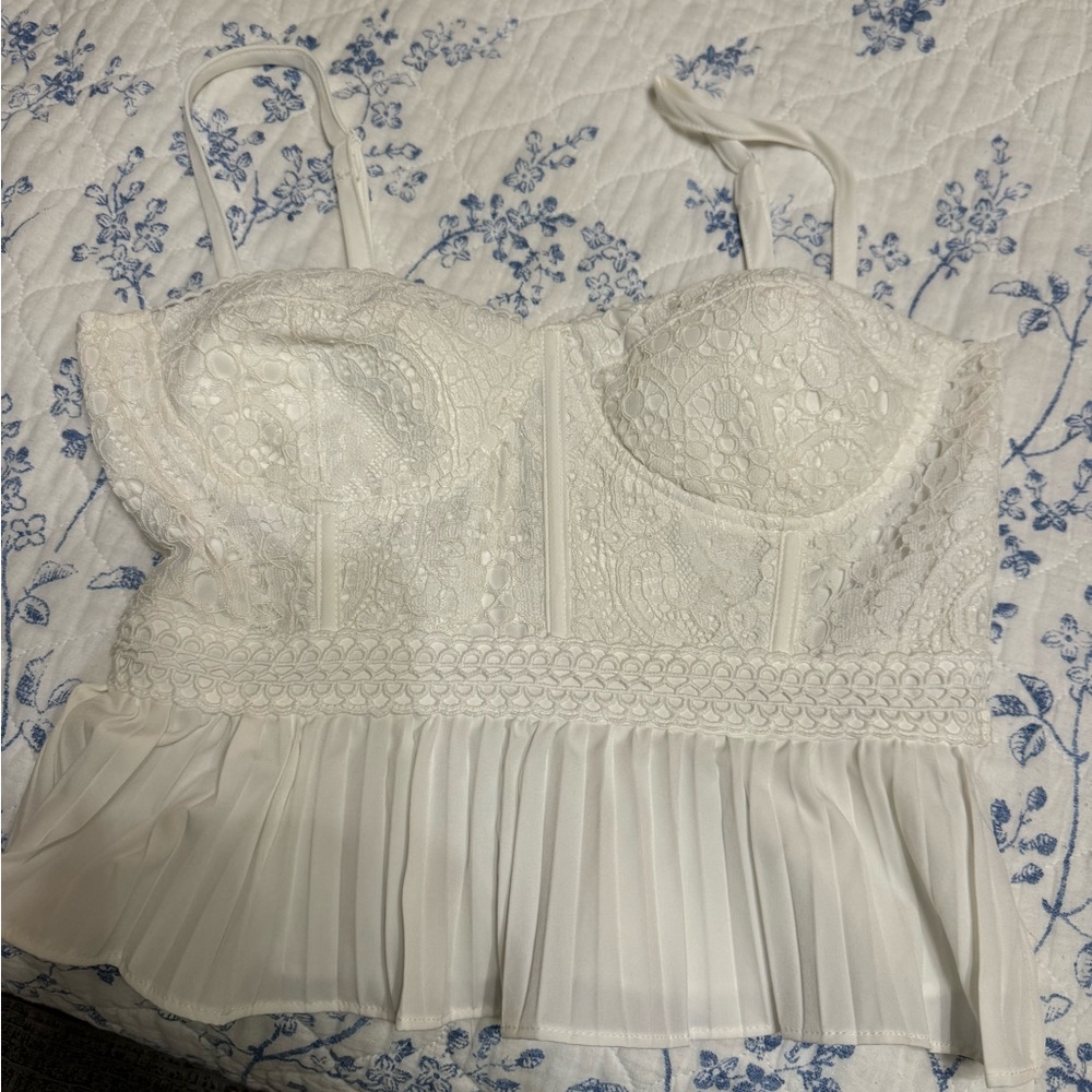 White Lace Bustier Crop Top